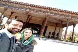 سلفی جالب الیکا عبدالرزاقی و همسرش در چهل ستون + عکس