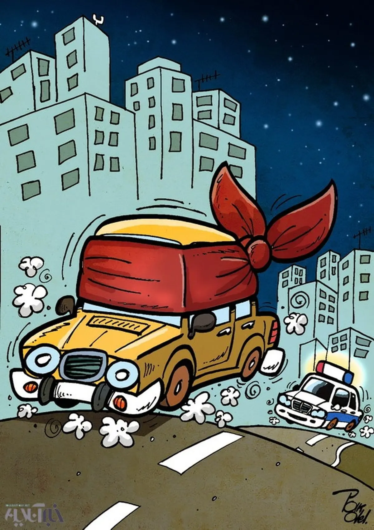 پلیس و دور دورهای شبانه!/کاریکاتور