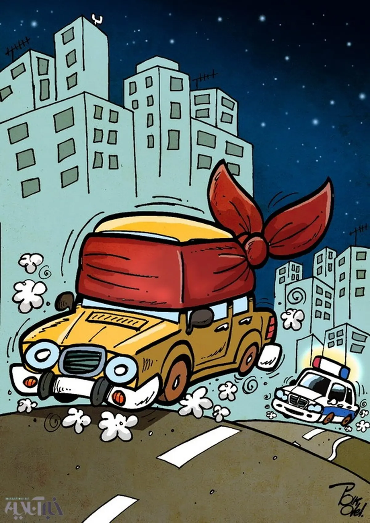 پلیس و دور دورهای شبانه!/کاریکاتور