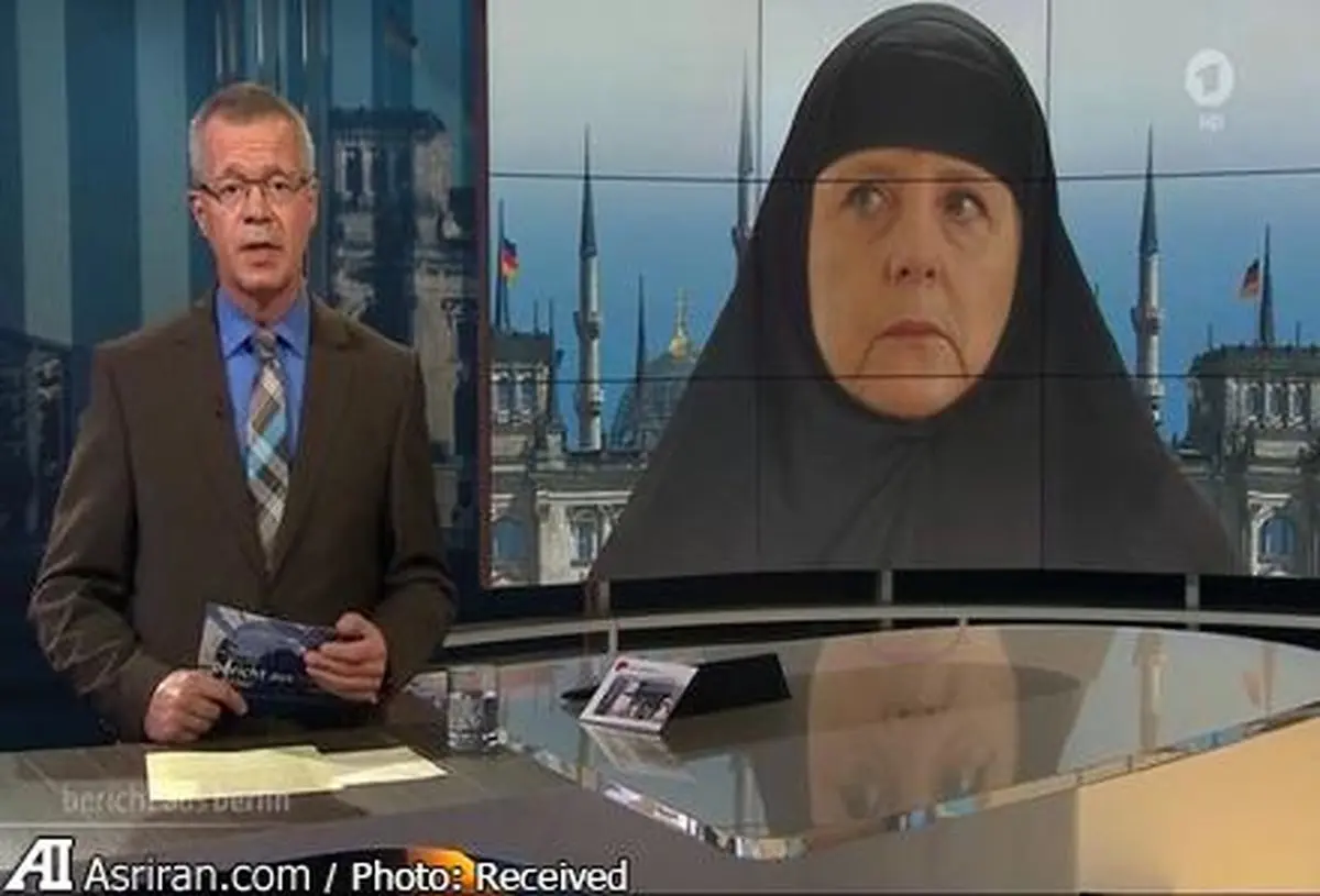 مرکل با چادر سیاه/ عکس