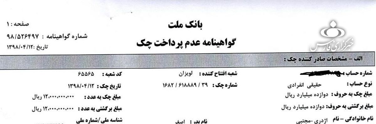 چک های انتقال مالکیت باشگاه نساجی برگشت خورد+عکس