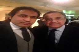 مهدوی کیا، تماشاگر بازی رئال مادرید - لیورپول/ عکس یادگاری موشک با پرس