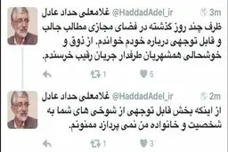 واکنش توئیتری حدادعادل به انتخابات/ عکس