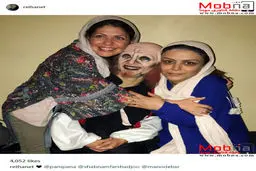 گریم جالب شبنم فرشادجو و پانته آ پناهی ها در پشت صحنه یک نمایش/ عکس