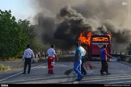 آتش گرفتن اتوبوس مشهد_گرگان/تصاویر