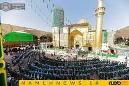 عکس های دیدنی از تعویض پرچم ایوان طلای نجف