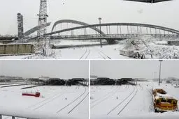 تصویری خاص از ایستگاه راه آهن تهران، پوشیده از برف