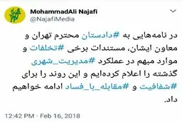نجفی مستندات خود از ابهامات و تخلفات در عملکرد قالیباف را به دادستان داد