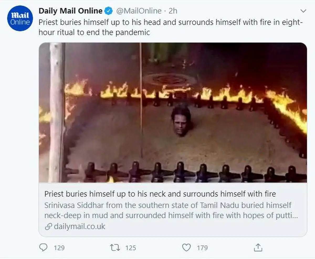 اقدام عجیب و ترسناک یک هندو برای از بین بردن کرونا + توئیتر