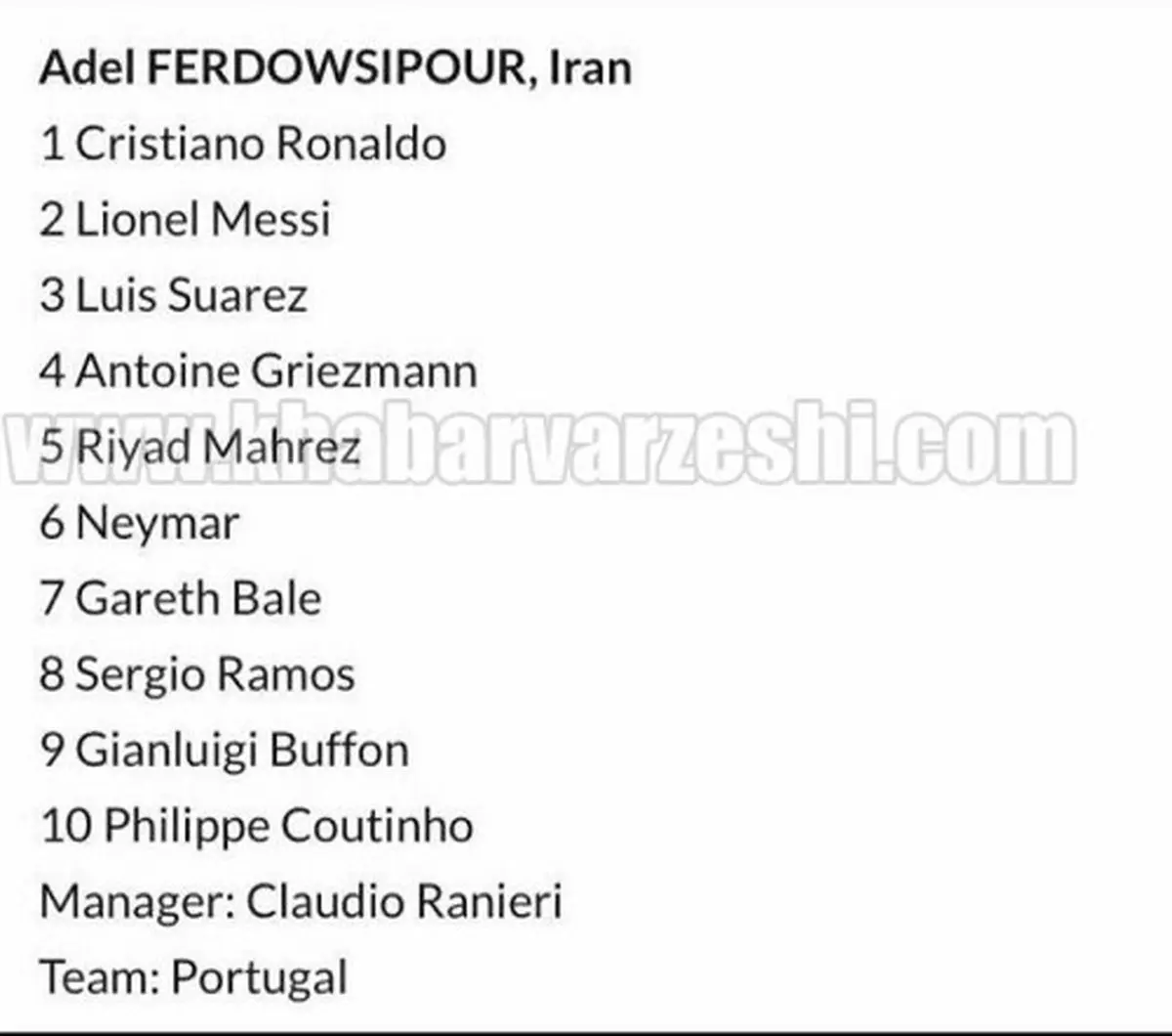 فردوسی‌پور چه کسانی را به عنوان بهترین‌های فوتبال جهان انتخاب کرد؟