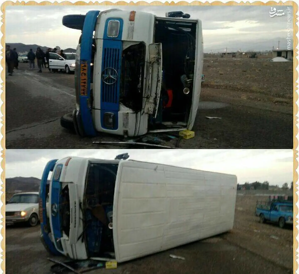 و باز هم تصادفی مرگبار از مینی‌بوس کارگران معدن آباده/ عکس