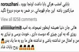 کامنت معنادار علی کریمی زیر پست هانی نوروزی/عکس