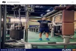 تمرینات جواد کاظمیان با لباس رئال مادرید/عکس