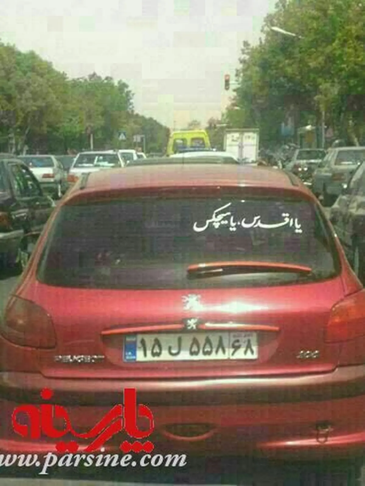 پشت نویسی جالب پژو 206/تهران