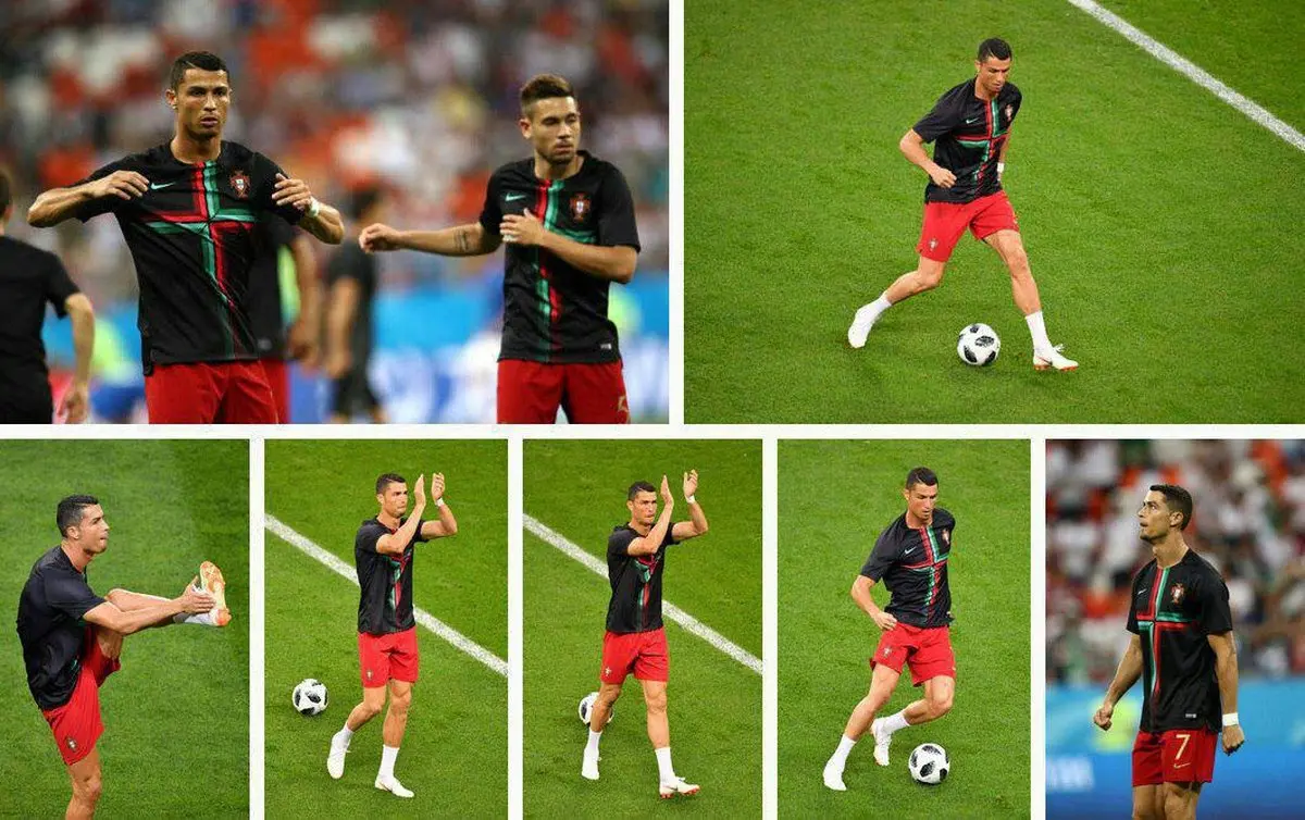 عکس/کریستیانو رونالدو در حال گرم‌کردن در ورزشگاه