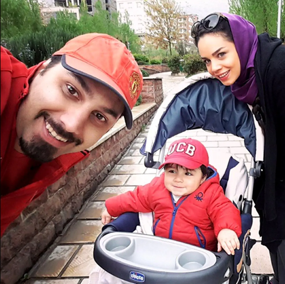 احسان خواجه امیری در کنار همسر و پسرش/عکس