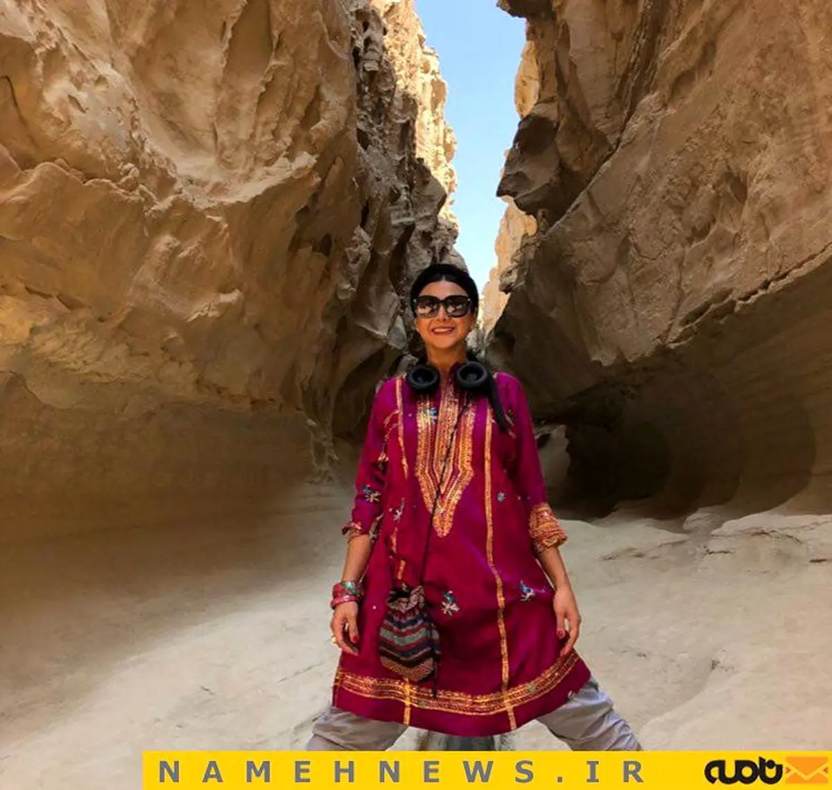 تصاویری متفاوت و جالب از آزاده صمدى در سفر به قشم