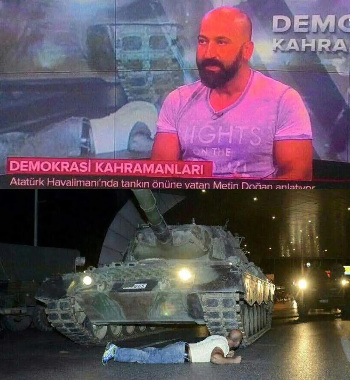 مردی‌که‌شب‌کودتاجلوی‌تانک‌خوابید!/ عکس