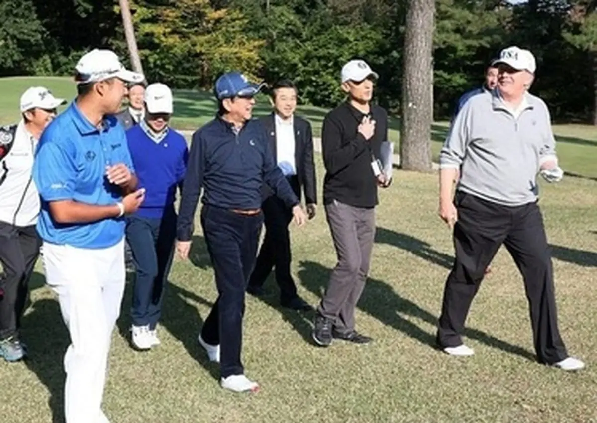 روایت تصویری از رقابت ترامپ و نخست وزیر ژاپن در زمین گلف