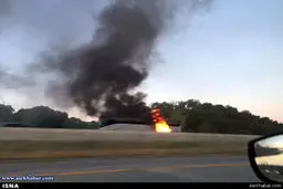 اتوبوس کارکنان اَپل آتش گرفت + تصاویر