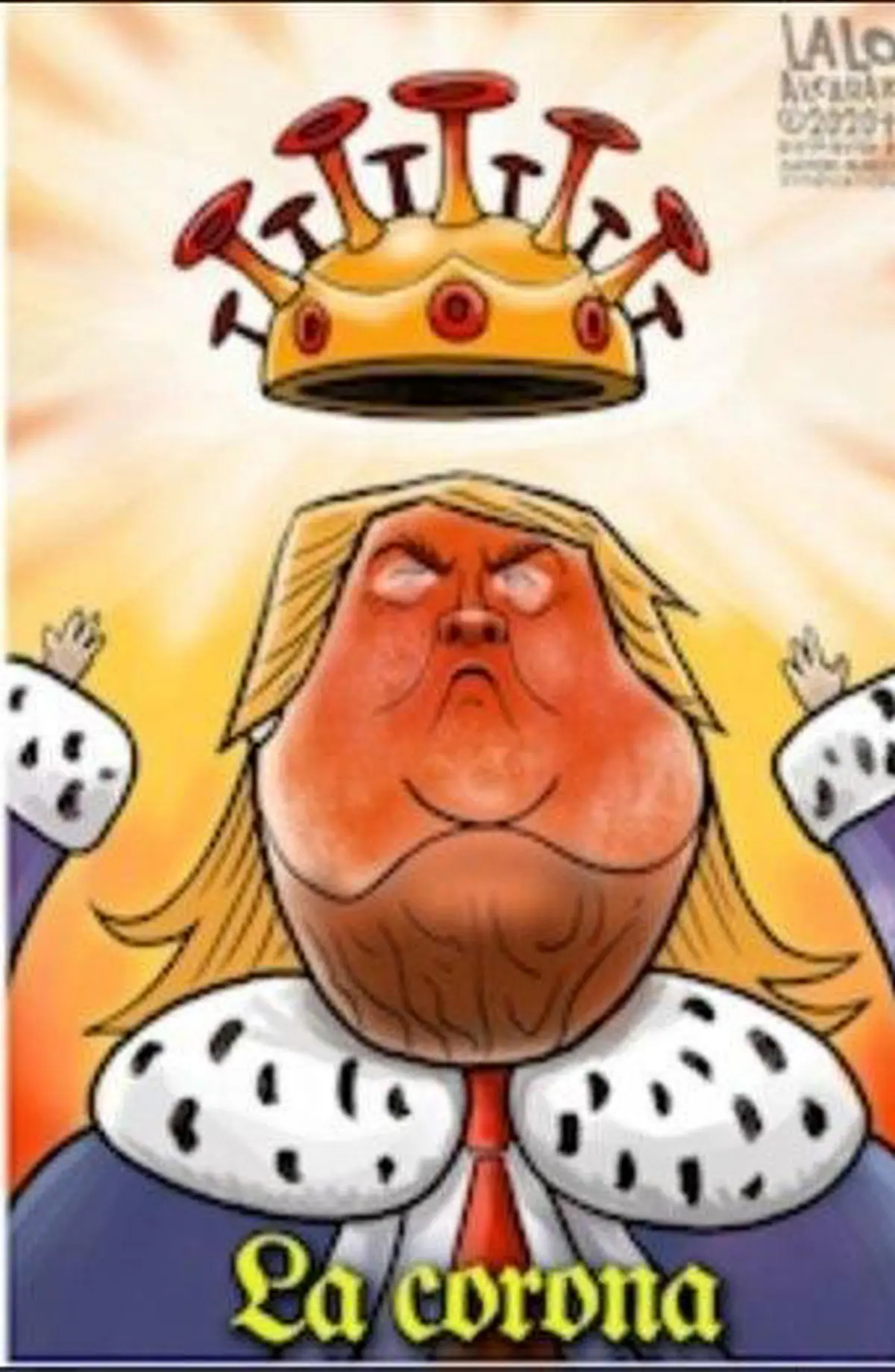 تاج کرونا بر سر ترامپ + کاریکاتور