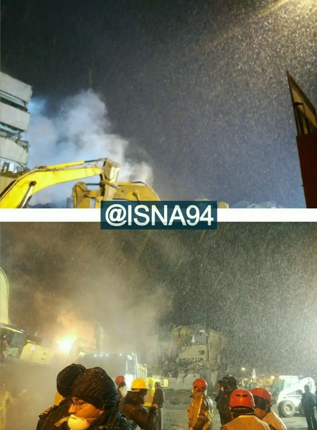 آواربرداری در پلاسکو زیر برف/ عکس
