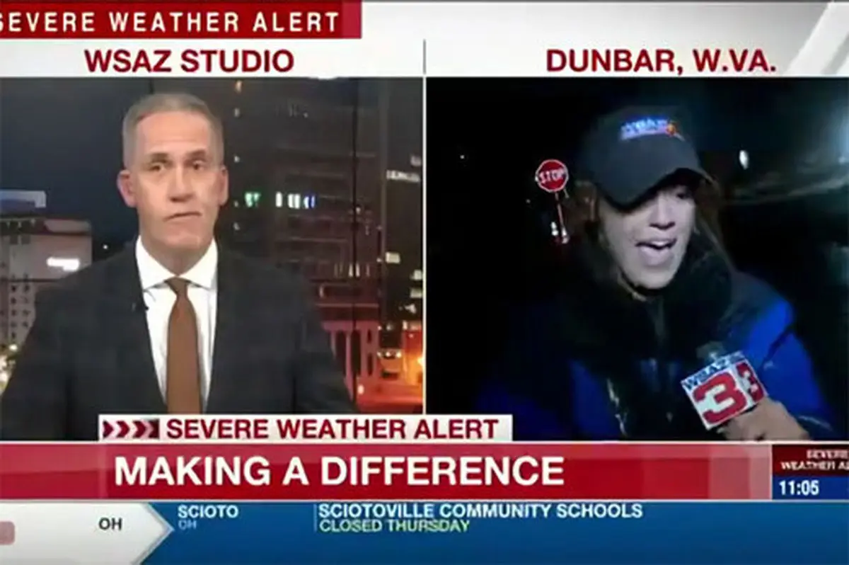 ببینید تصادف ترسناک خبرنگار و ادامه گزارش