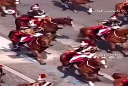ببینید | زخمی شدن افسر فرانسوی بر اثر زمین خوردن اسب در حین رژه