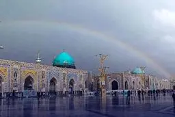 رنگین کمان دیدنی بر آسمان حرم رضوی