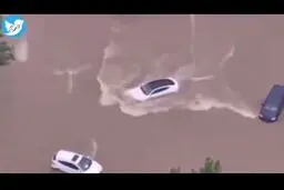 قدرتنمایی یک خودروی الکتریکی تسلا برای نجات از سیل چین