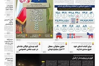 صفحه نخست روزنامه‌های سه‌شنبه ۱۵ آبان ۱۴۰۳