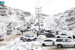 بارش برف سنگین در عربستان سعودی