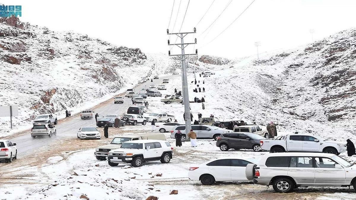 بارش برف سنگین در عربستان سعودی