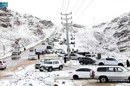 بارش برف سنگین در عربستان سعودی