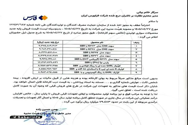 پارس‌خودرو هم محصولاتش را گران کرد