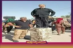 سقوط وحشتناک مجری مشهور از روی بشکه در راهپیمایی اربعین