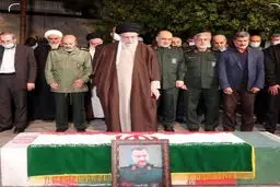 اقامه نماز رهبر انقلاب بر پیکر شهید سید رضی موسوی