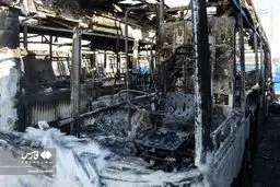 تصاویر  اتوبوس‌های سوخته تهران