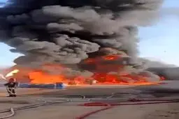 آتش سوزی وسیع نفتی در اصفهان + فیلم