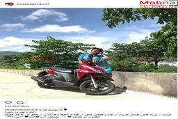 تیپ موتور سواری  الناز شاکردوست در خارج از کشور/ عکس
