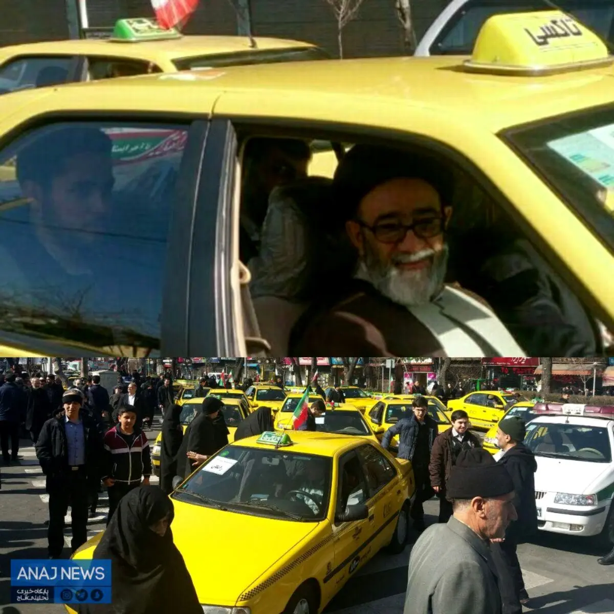 عکسی از یک امام جمعه که بعد از نماز با تاکسی رایگان به منزل بازگشت