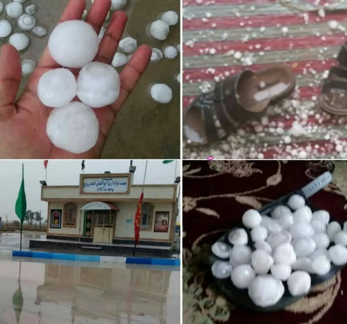 بارش تگرگ‌های تخم‌مرغی در بوشهر! / عکس