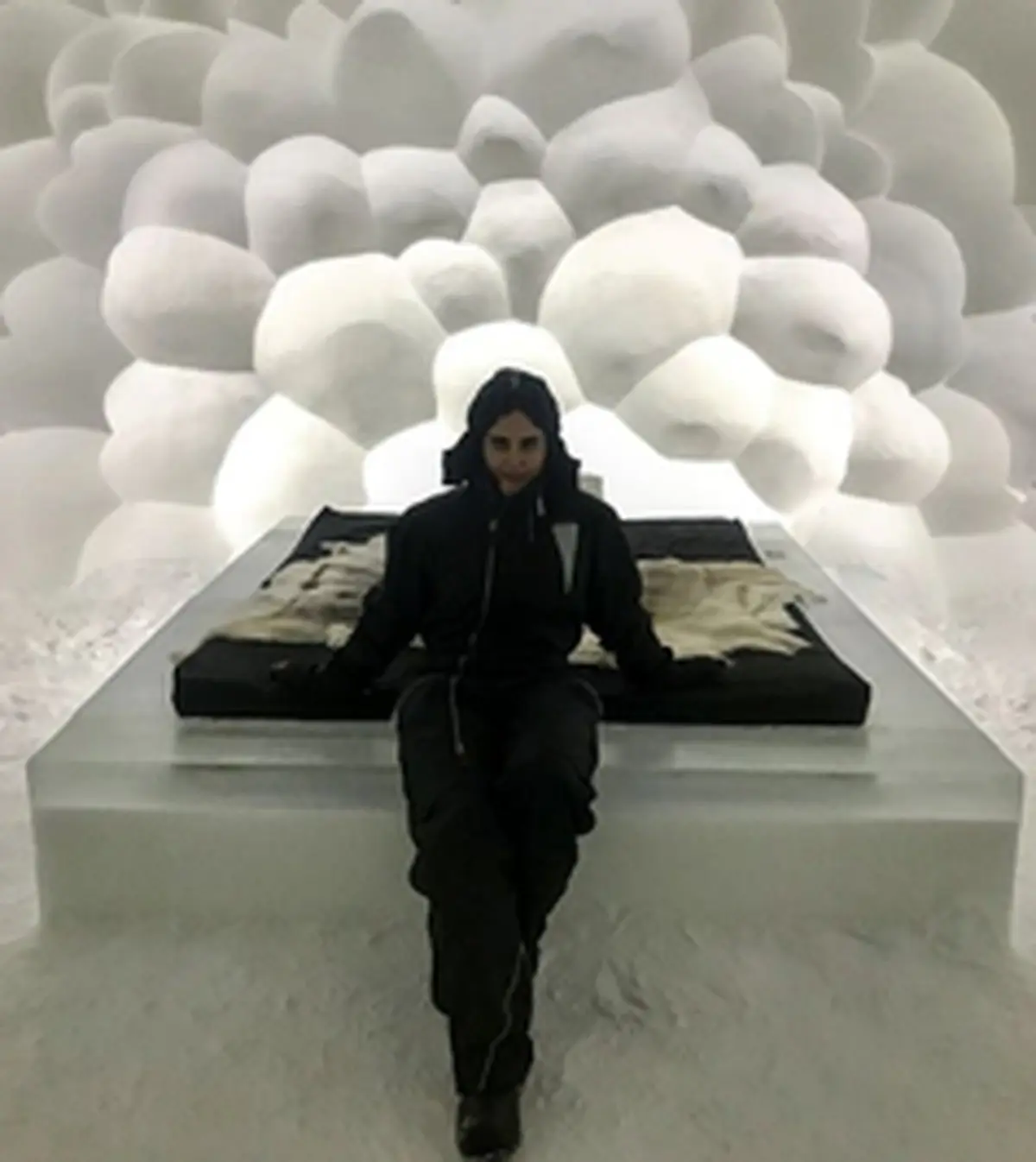 ژست های الناز شاکردوست در هتل یخی سوئد/تصاویر