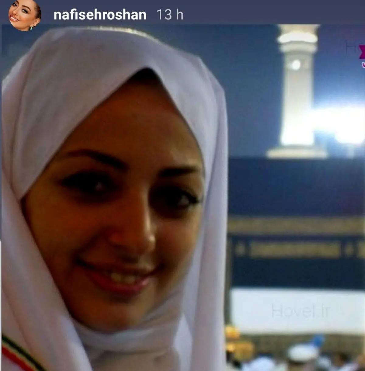 سلفی نفیسه روشن با خونه خدا + عکس