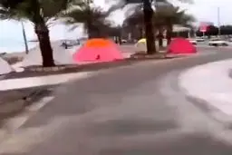 ازدحام  چادرهای مسافران نوروزی در ساحل خواجه‌عطا!+فیلم
