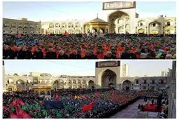 آیین بدرقه خادمان و زائران اربعین حسینی در جوار حرم امام رضا(ع)/عکس