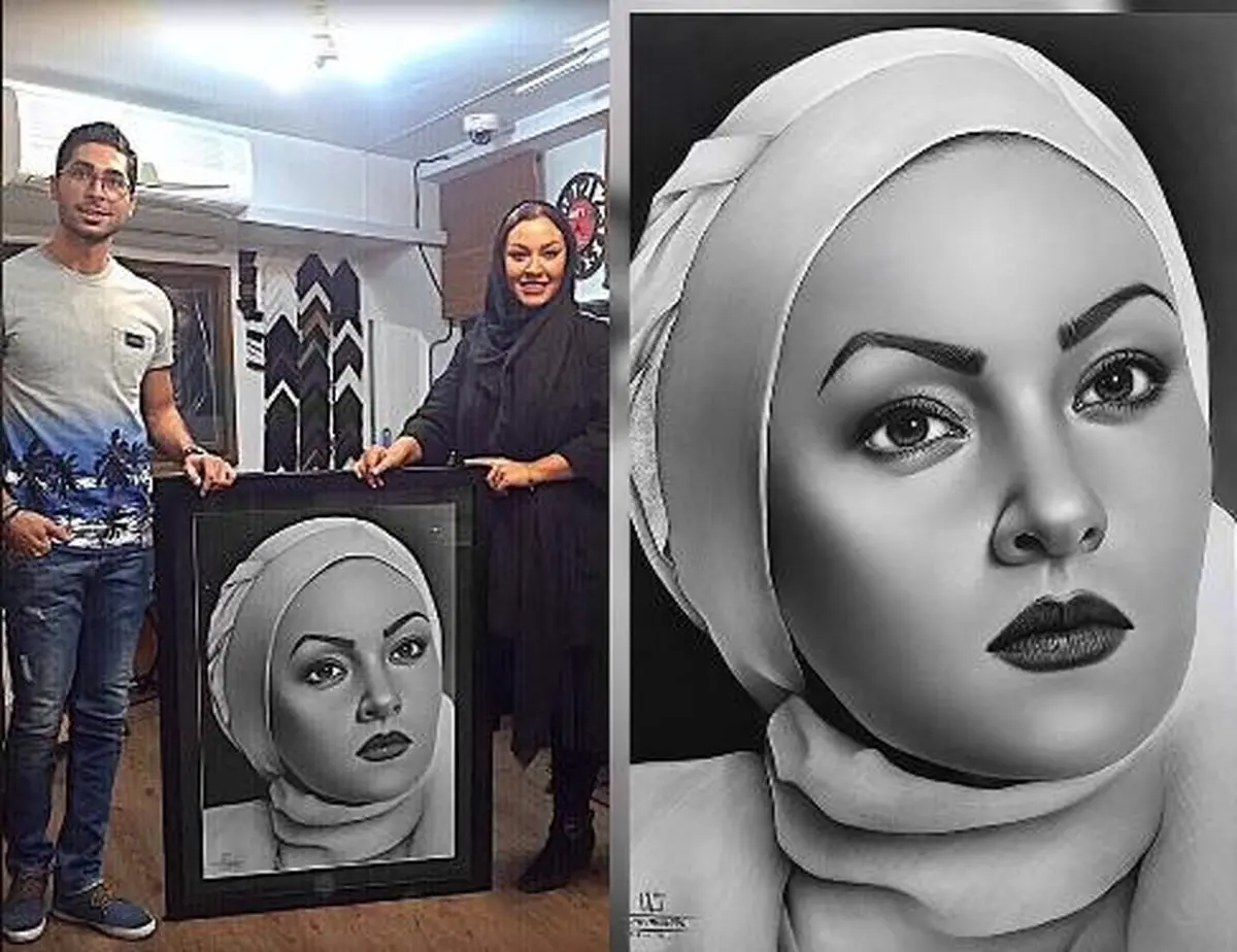 خوشحالی زیبا بروفه بخاطر طراحی چهره اش توسط یکی از طرفدارانش