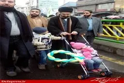 نوه‌های رهبر انقلاب در راهپیمایی امروز/ عکس