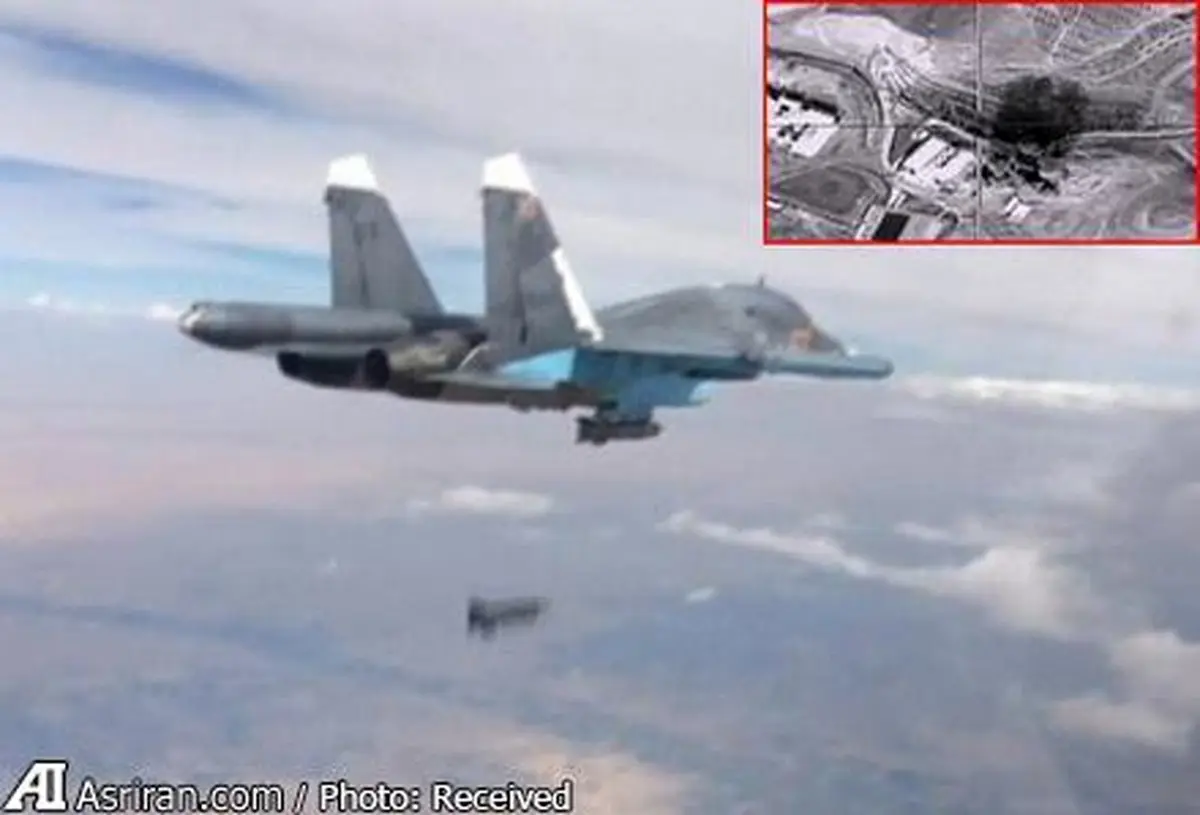 لحظه بمباران پایتخت داعش از سوی روسیه /عکس