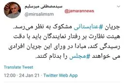 حمایت میرسلیم از نماینده ای که به سرباز سیلی زد + توئیت